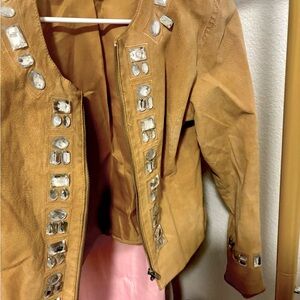 Tan suede crystals Boston Proper